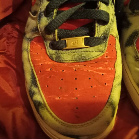 Mens Size 11.5 Vintage Nike Air Force 1 Low Acid Wash Denim Shoes Used - Picture 4 of 7